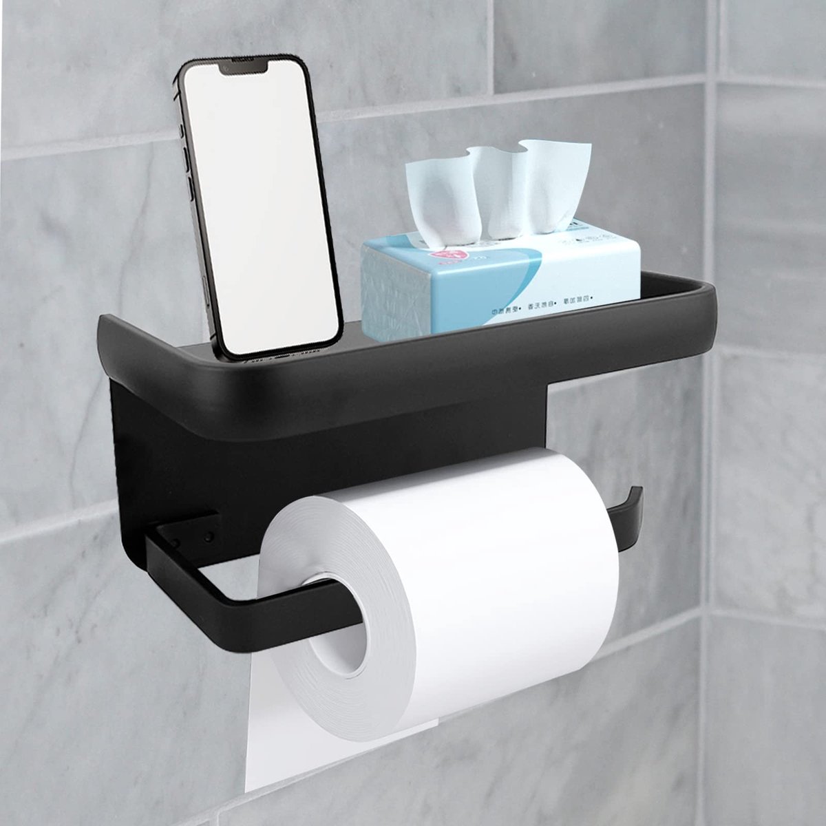 Solidchoice - 2-in-1 Toiletpapier Houder met Plank