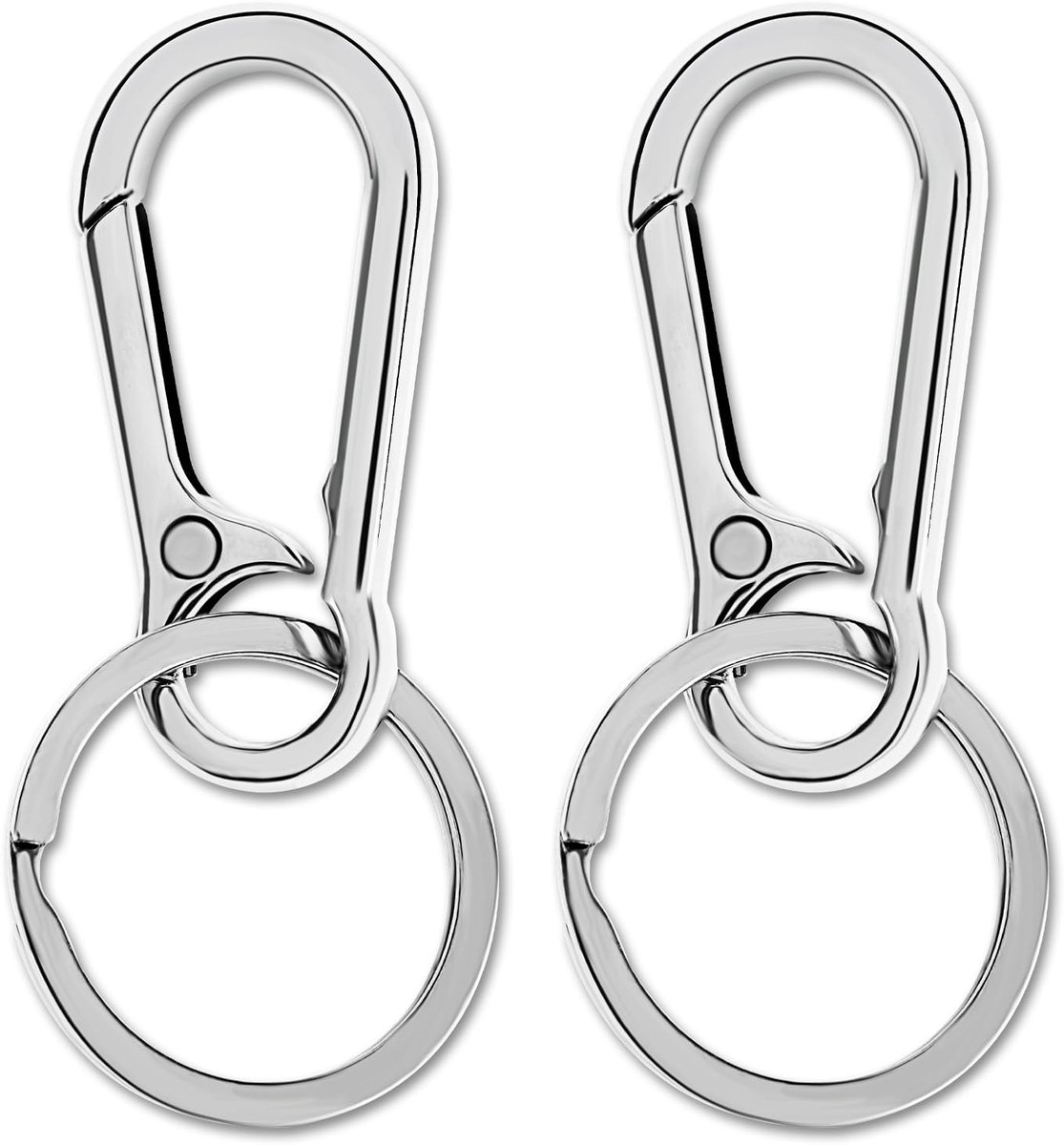 Solidchoice - Set van 2 Metalen Sleutelhangers met Karabijnhaak en Clips