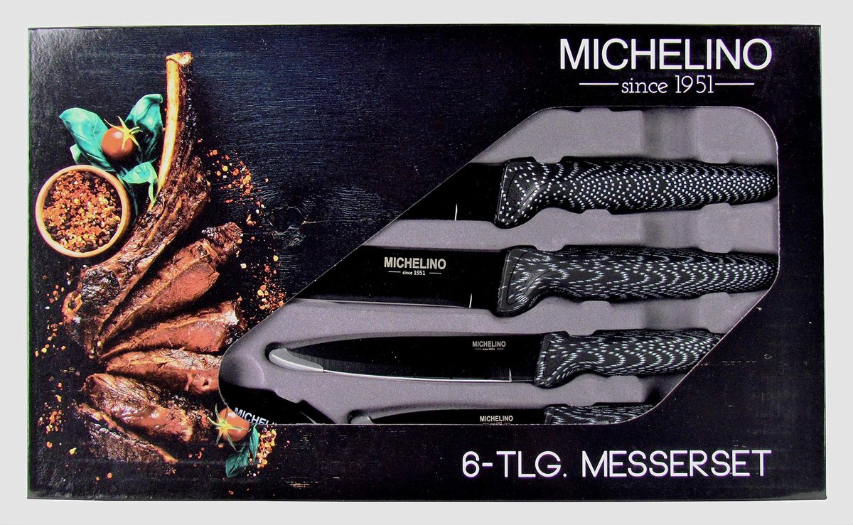 Solidchoice - 6-delige Messenset in Carbon-Look met Magneetsluiting