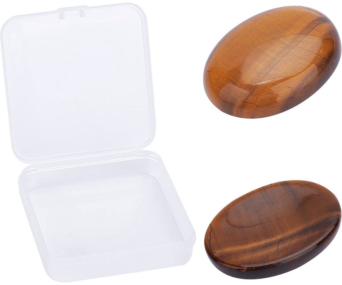 Solidchoice - Set van 2 Natuurlijke Tijgeroog Steentjes voor Stressverlichting