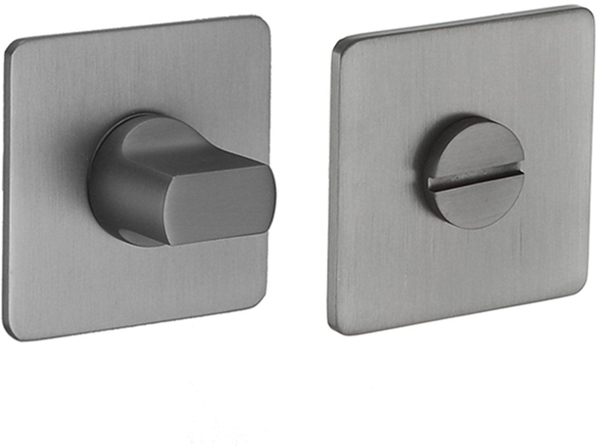 Rozet met toilet / badkamersluiting vierkant 55x3 mm ultra dunne rozet van 3mm gun metal PVD gecoat