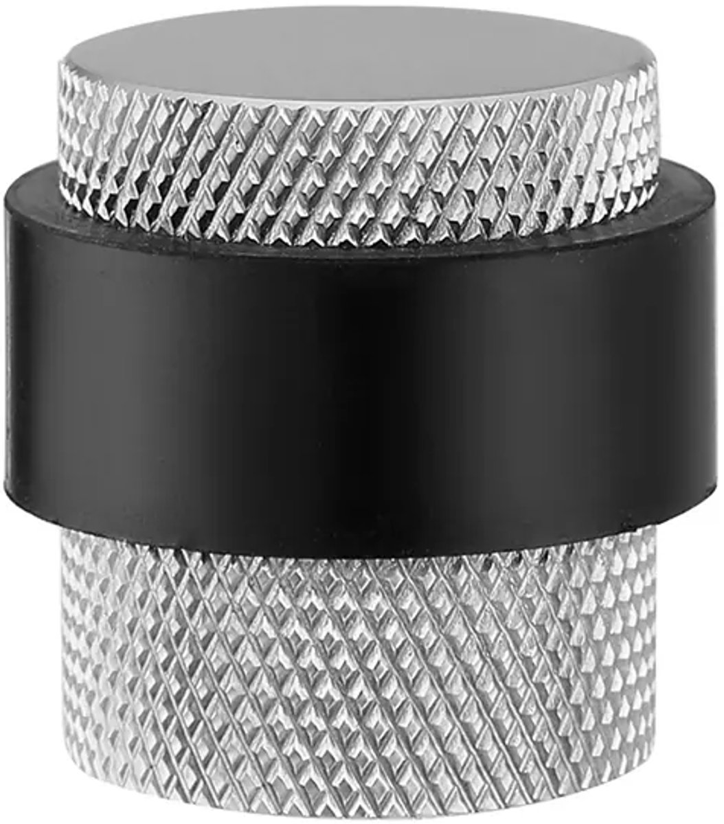 Deurstopper voor vloermontage geribbeld 25x30mm geborsteld RVS
