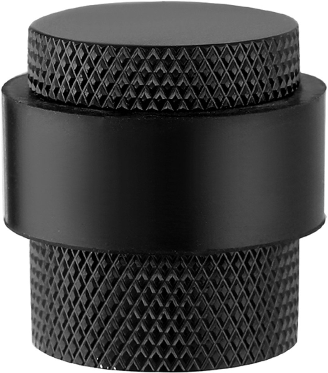 Deurstopper voor vloermontage geribbeld 25x30mm mat zwart PVD gecoat