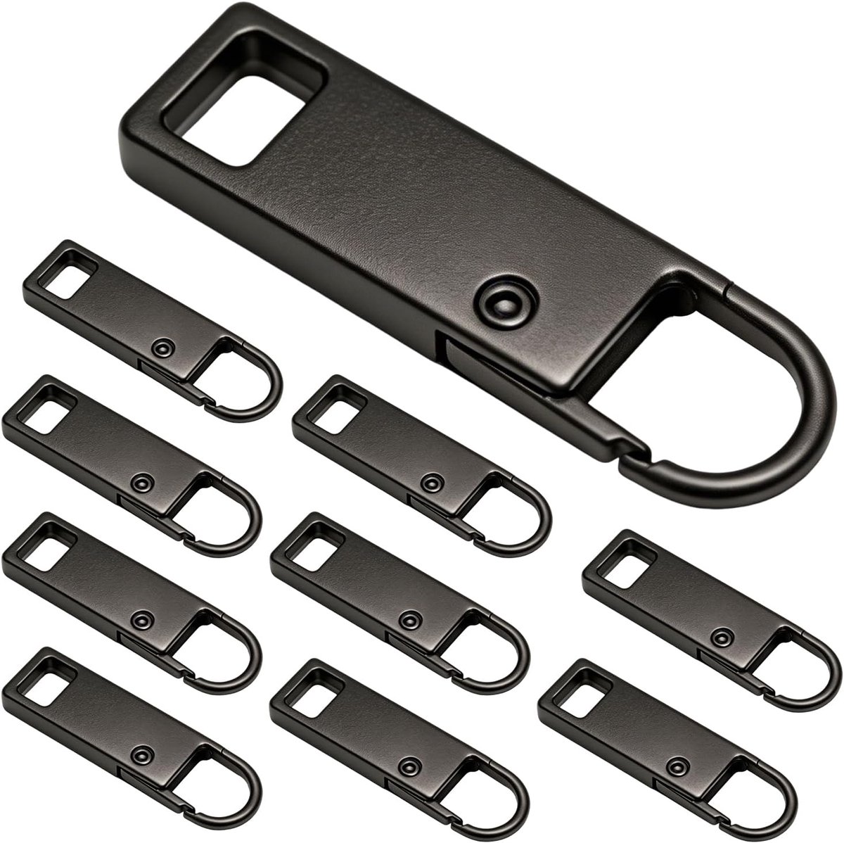 Rits Trekkers - Set van 10 - Metaal & Veersluiting - 3.7 cm - Reparatieset Zonder Gereedschap - Geschikt voor Jassen, Rugzakken & Koffers - Zwart