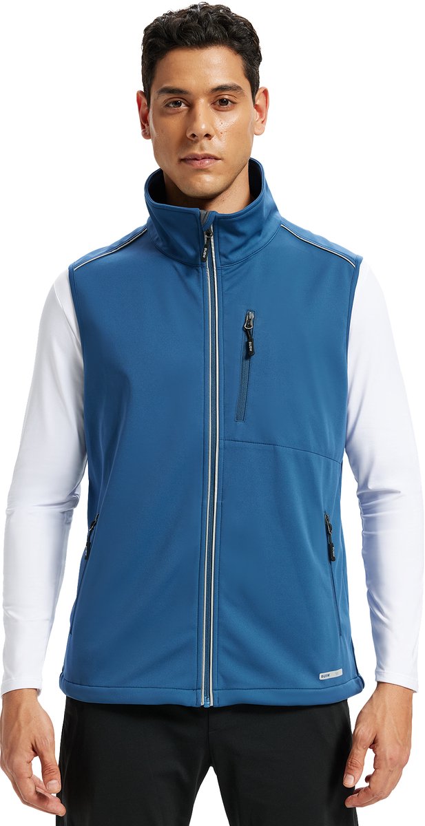 BUBW® Fietsgilet - Winddicht & Opvouwbaar - Travel Pack Vest - Heren Outdoor Vest - Lichtgewicht Ademend met Veel Zakken - voor Vissen Safari Trekking - Blauw - Maat L