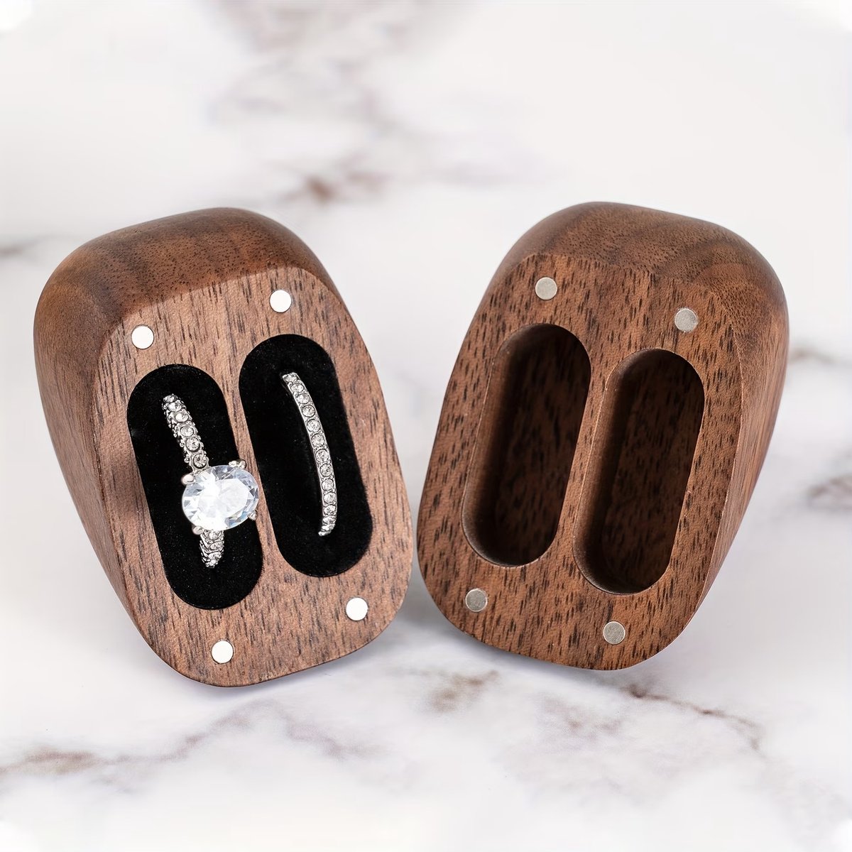 Lzwintrading - Houten Ringbox "Altijd en voor altijd" - Hartvormig Ringdoosje voor Een Aanzoek - Verlovingsringdoosje - Rustiek Ringdoosje voor De Ringdrager - Vintage Ringdoosje voor Een Bruiloft