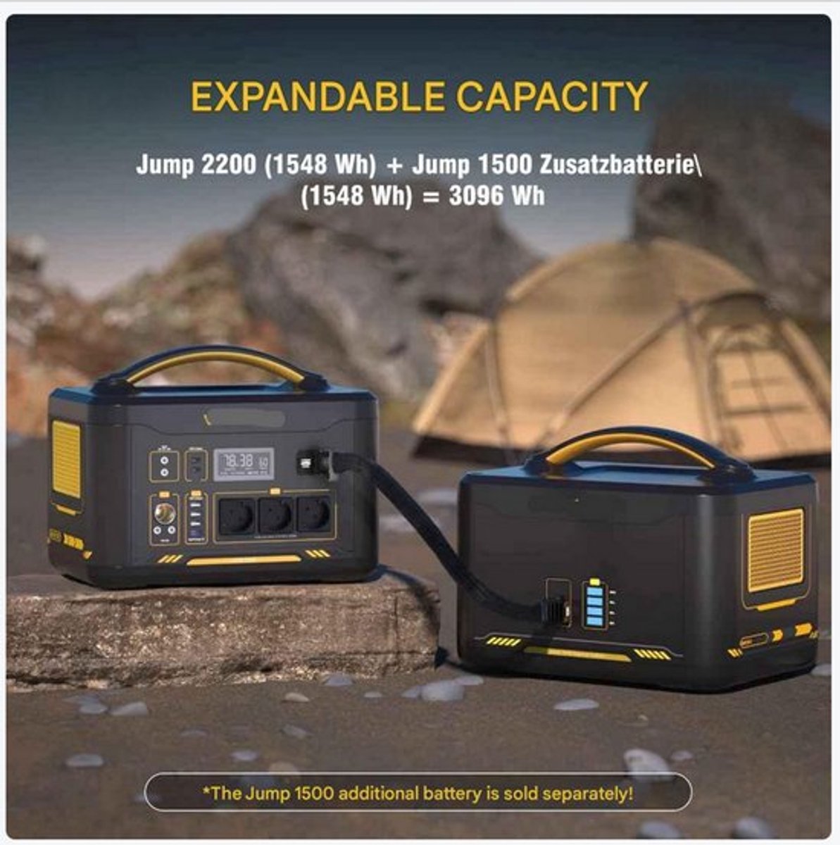 Powerstation - Stroomgenerator - Powerbank - Draagbare - LiFePO4 Batterij - 1548Wh - 2200W - Zonnegenerator - USB-C 100W - LED Zaklamp - 10 Beschermingssystemen