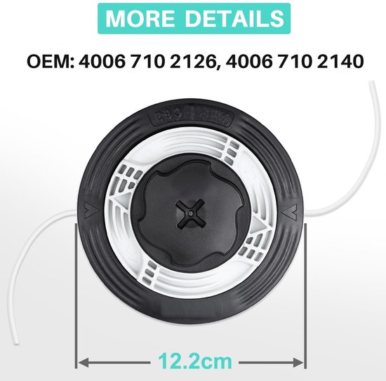 Geschikt voor C6-2 kop voor STIHL bosmaaier FS38 FS40 FS45 FS50 FSE60 FSE71 FSE81 FSA60R FSA86R FSB-KM, JRISBO Autocut C 6-2 trimmerkop, accessoires voor draadtrimmers van JRISBO — afbeelding 2