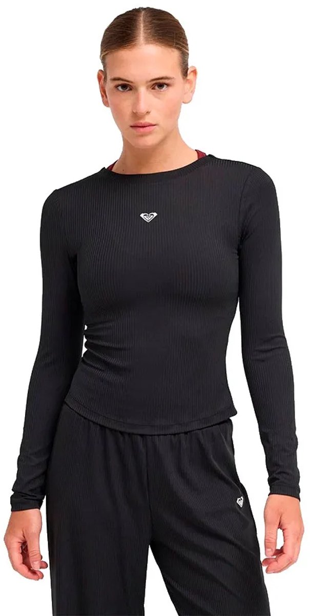 Roxy Rise&vibe Rib Crossed Top Met Lange Mouwen S Vrouw Antraciet