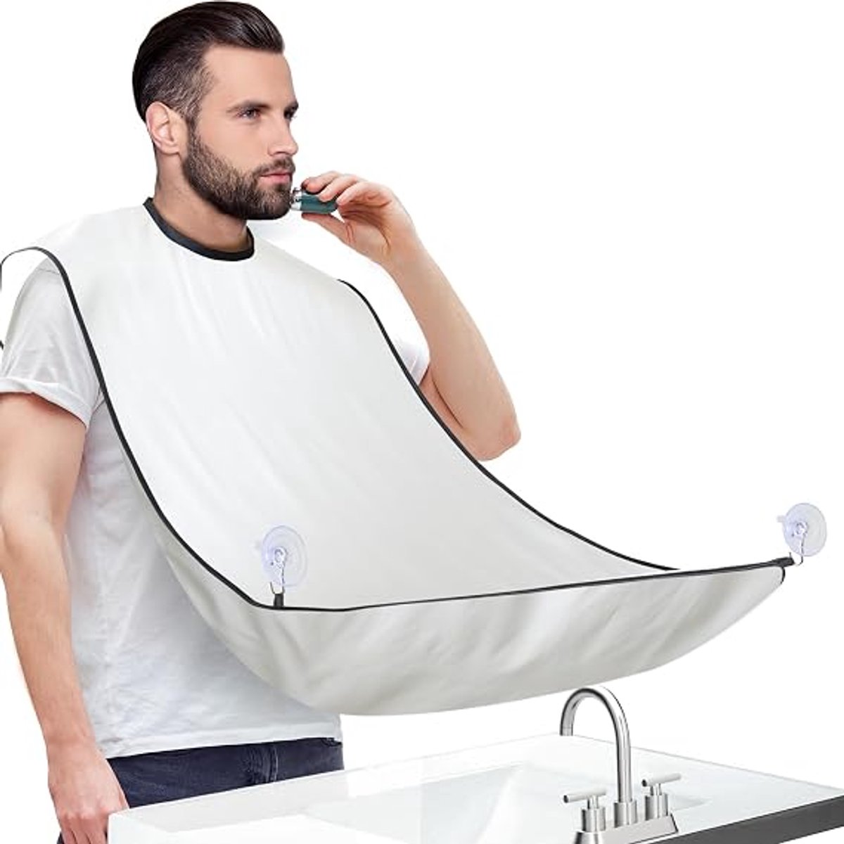 Claoner Baardschort - 107x67cm - Cadeau voor mannen - Kerstsokvulling - Wit