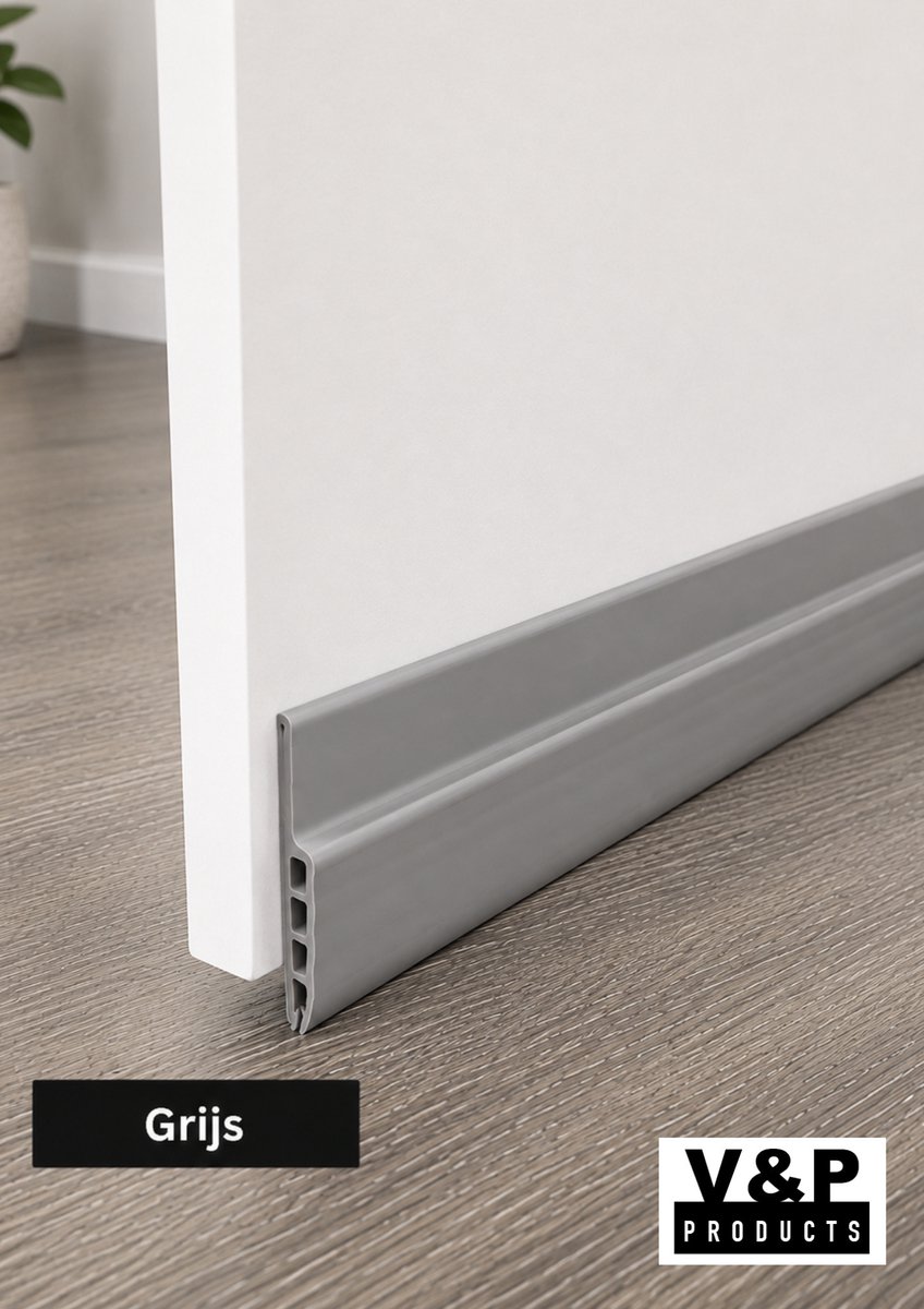V&P Products® Tochtstrip - Aanpasbare Tochtstopper - Zelfklevende tochtstrip voor deuren – Tochthond – Tochtkussen – Tochtband – Isolatie - Grijs - 100 cm x 5 cm