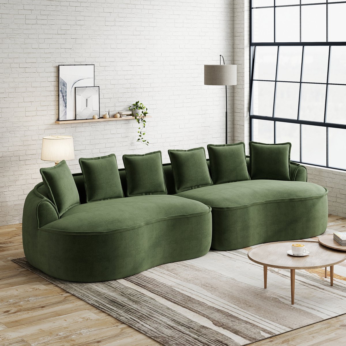 Woonkamerlijn - Modulair Viersitter-Sofa , 320x114x67 cm, Groen