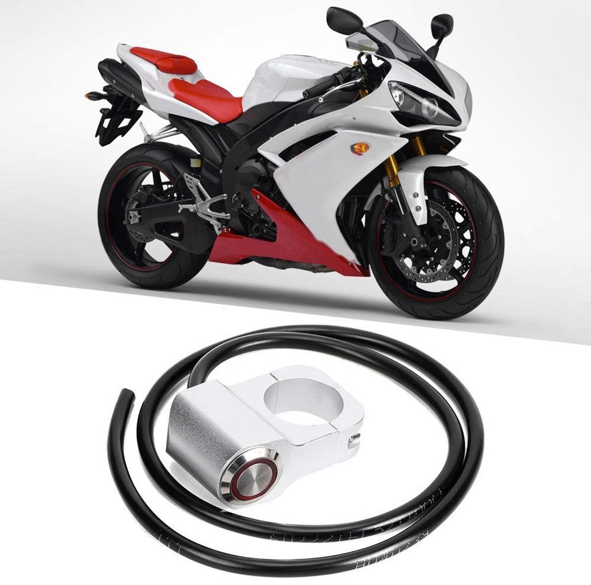 Solidchoice - Motorfiets stuurschakelaar - Powersportschakelaar - Waterdicht - Zilver - Drukknop - Geschikt voor motoren - 25 mm