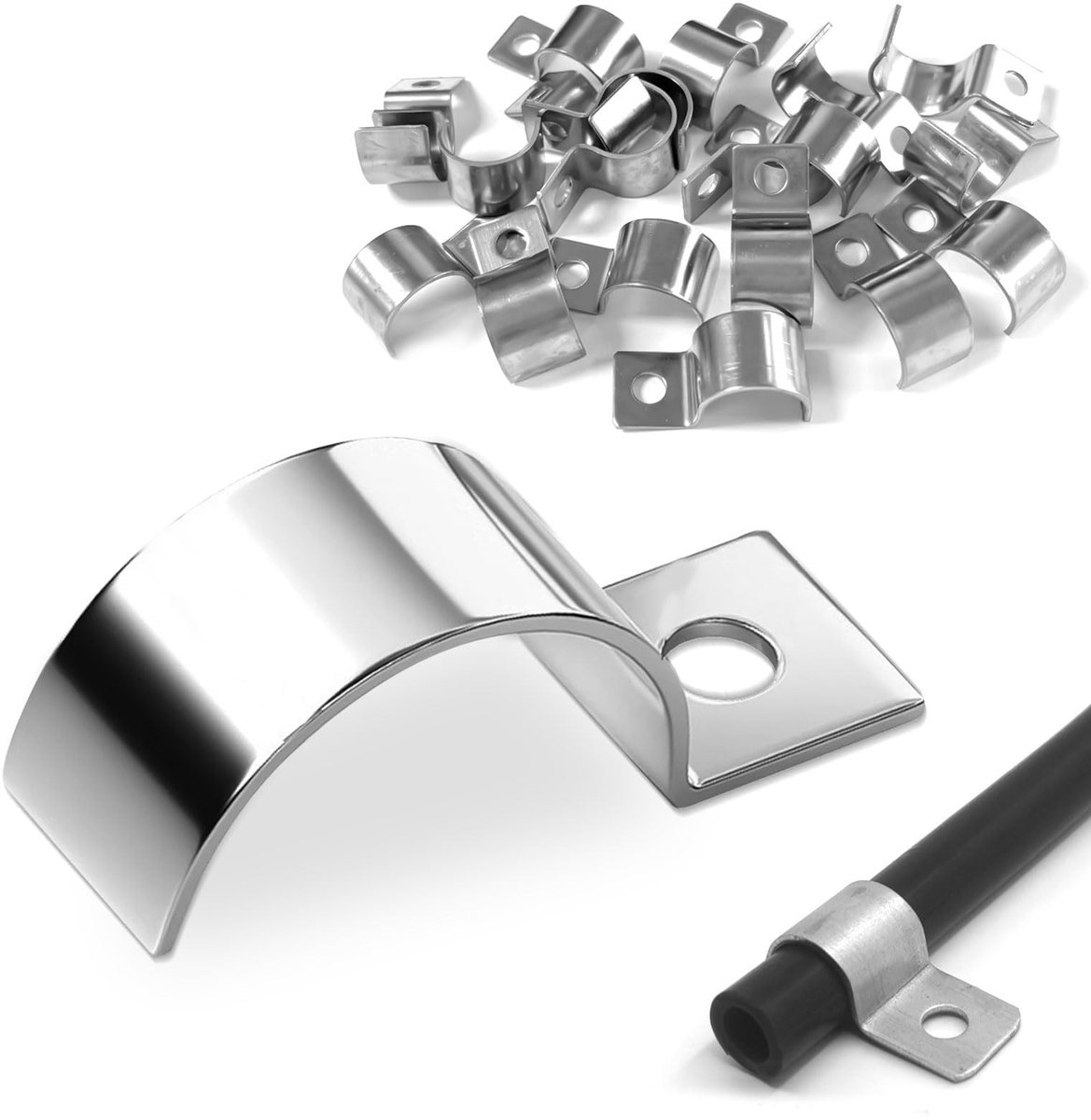 Solidchoice - 20 Stuks RVS Klemmen voor Buizen met 20 mm Diameter