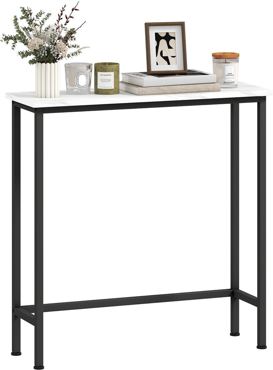 HOMCOM Consoletafel - Spaanplaat - 75 x 24 x 76 cm - Wit, Zwart