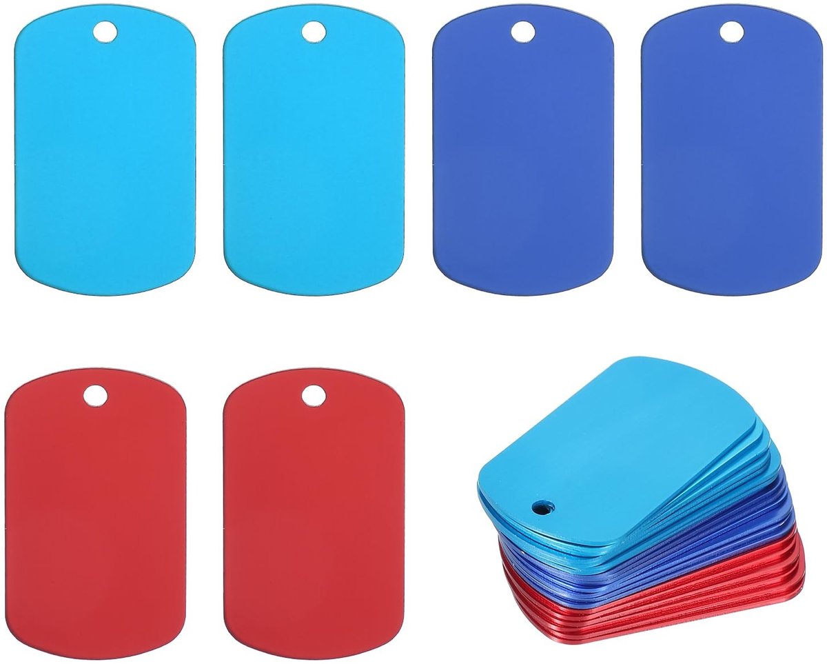 Solidchoice - Set van 30 Anodized Aluminium Blank Tags voor DIY