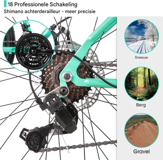 Mountainbike - Voor dames - 18 versnellingen, voorvorkvering, dubbele mechanische schijfremmen - 66 cm, roze — afbeelding 3