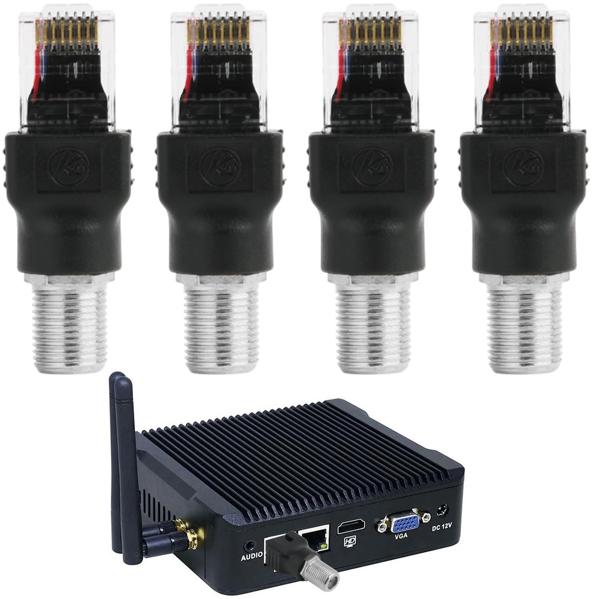 Solidchoice - 4 Stuks Coaxiale RF naar RJ45 Adapters