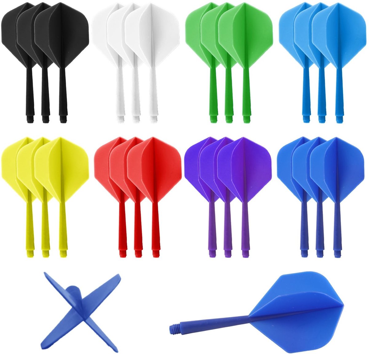 Solidchoice - Set van 24 Professionele Darts Vliegers met As