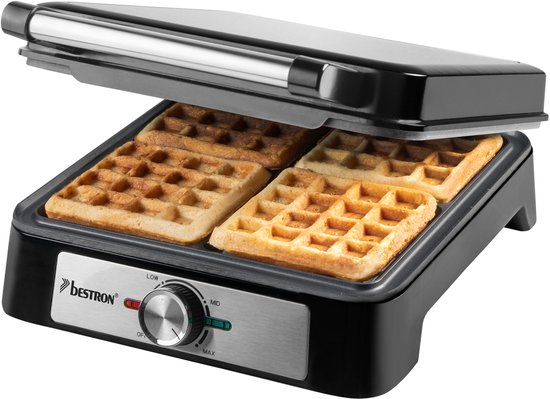 Bestron Wafelijzer ASW1600S - 4 Wafels per Bakbeurt - Instelbare Thermostaat - Antiaanbaklaag - 1600 W van Bestron — afbeelding 4