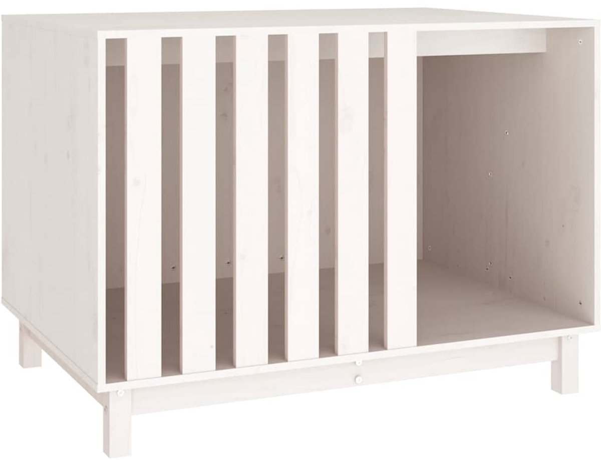 Bol.com vidaXL - Hondenhok - 100x70x72 - cm - massief - grenenhout - wit aanbieding