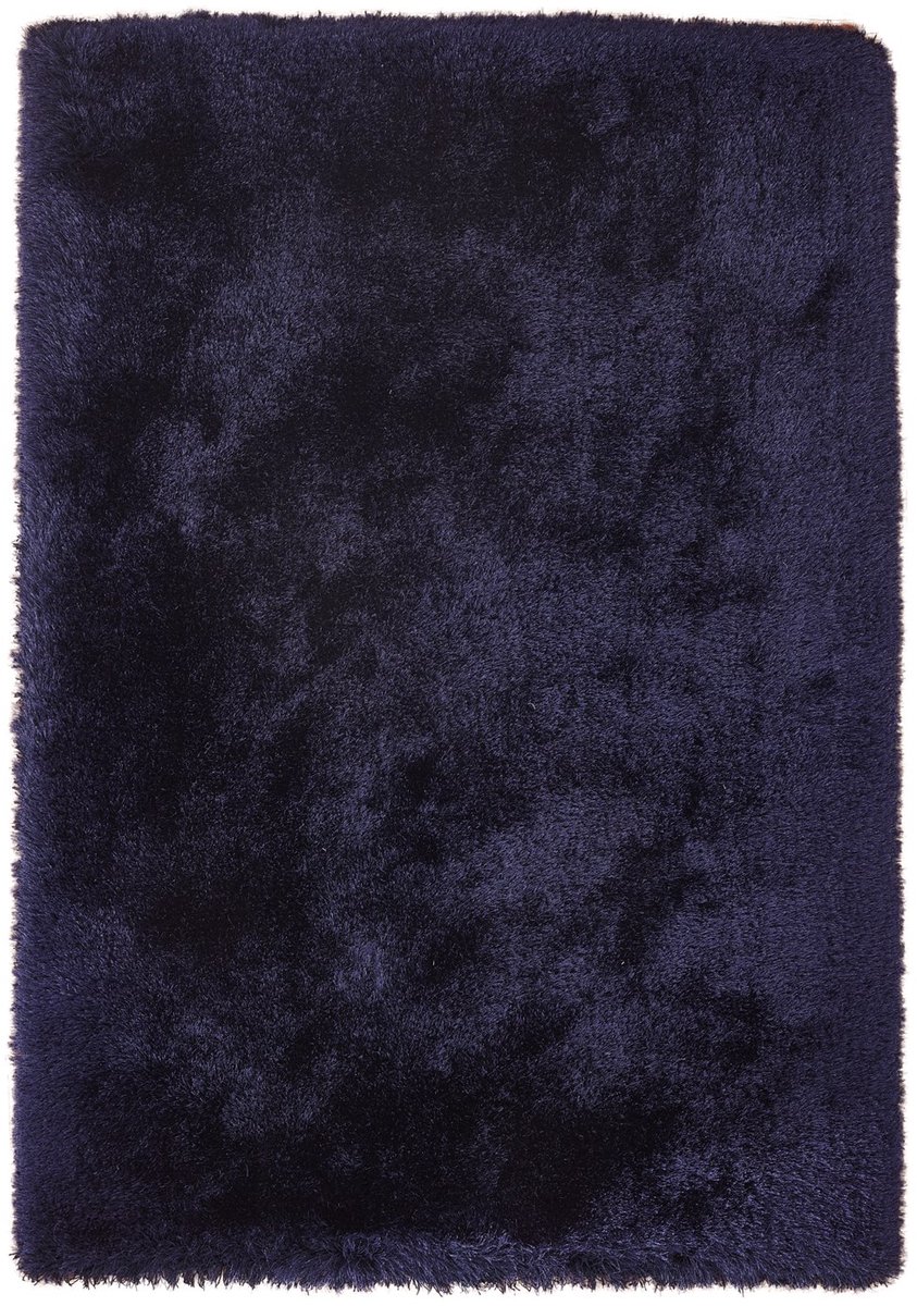 Padiro hoogpolig shaggy vloerkleed 120 x 170 cm - blauw - modern effen design - geschikt voor vloerverwarming - van polyester