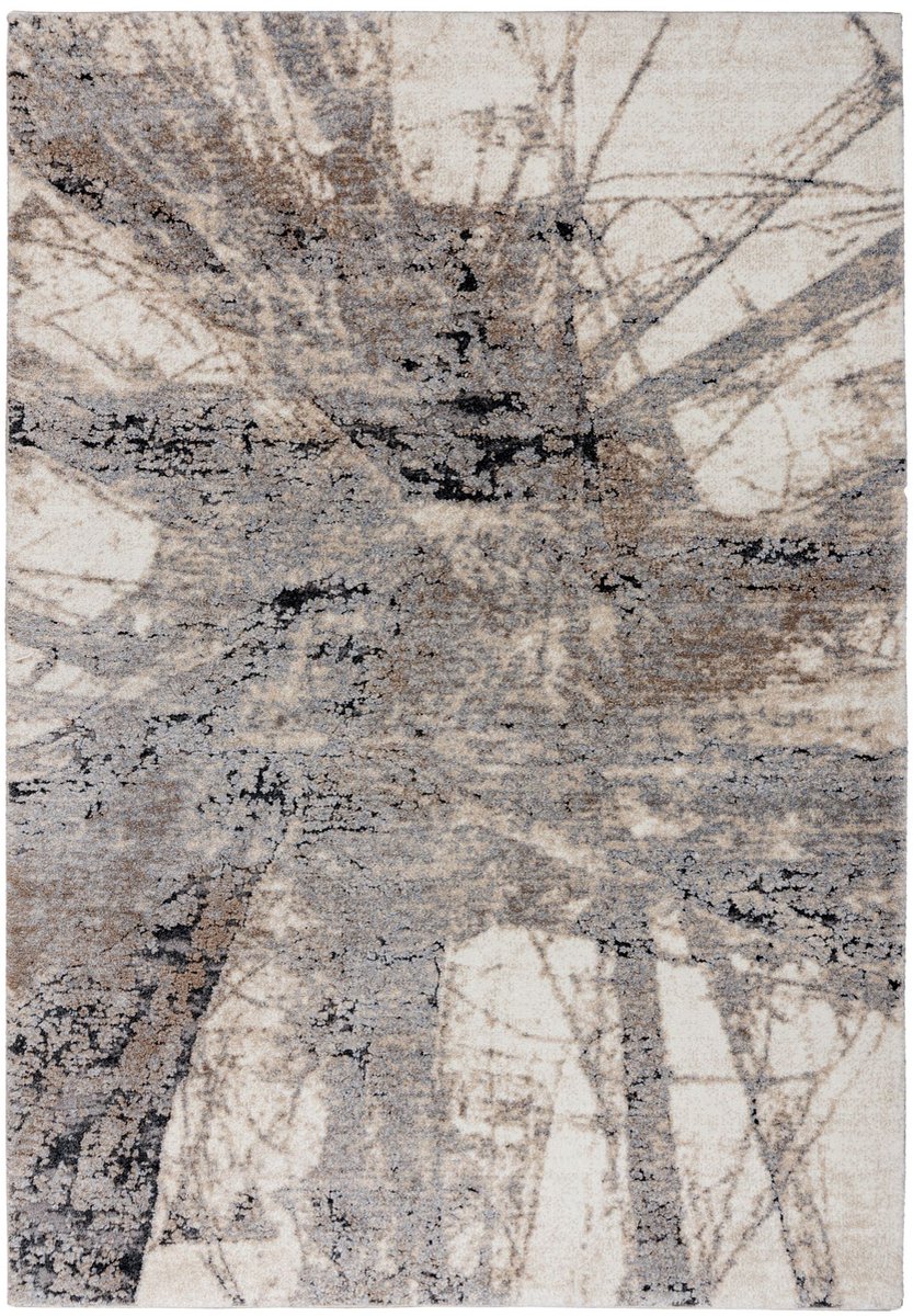 Padiro laagpolig vloerkleed 200 x 290 cm - grijs - modern abstract design - geschikt voor vloerverwarming - van polypropyleen en polyester