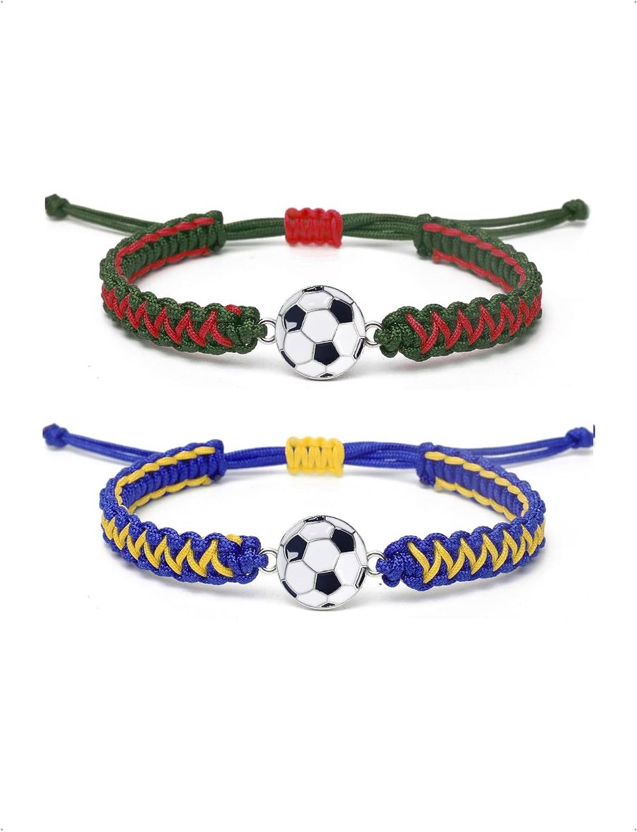 Set Van 1/2 Voetbalarmbanden Voor Kinderen, Verstelbare Vriendschapsarmbanden, Verstelbare Geweven Voetbalarmband - ShopVlot