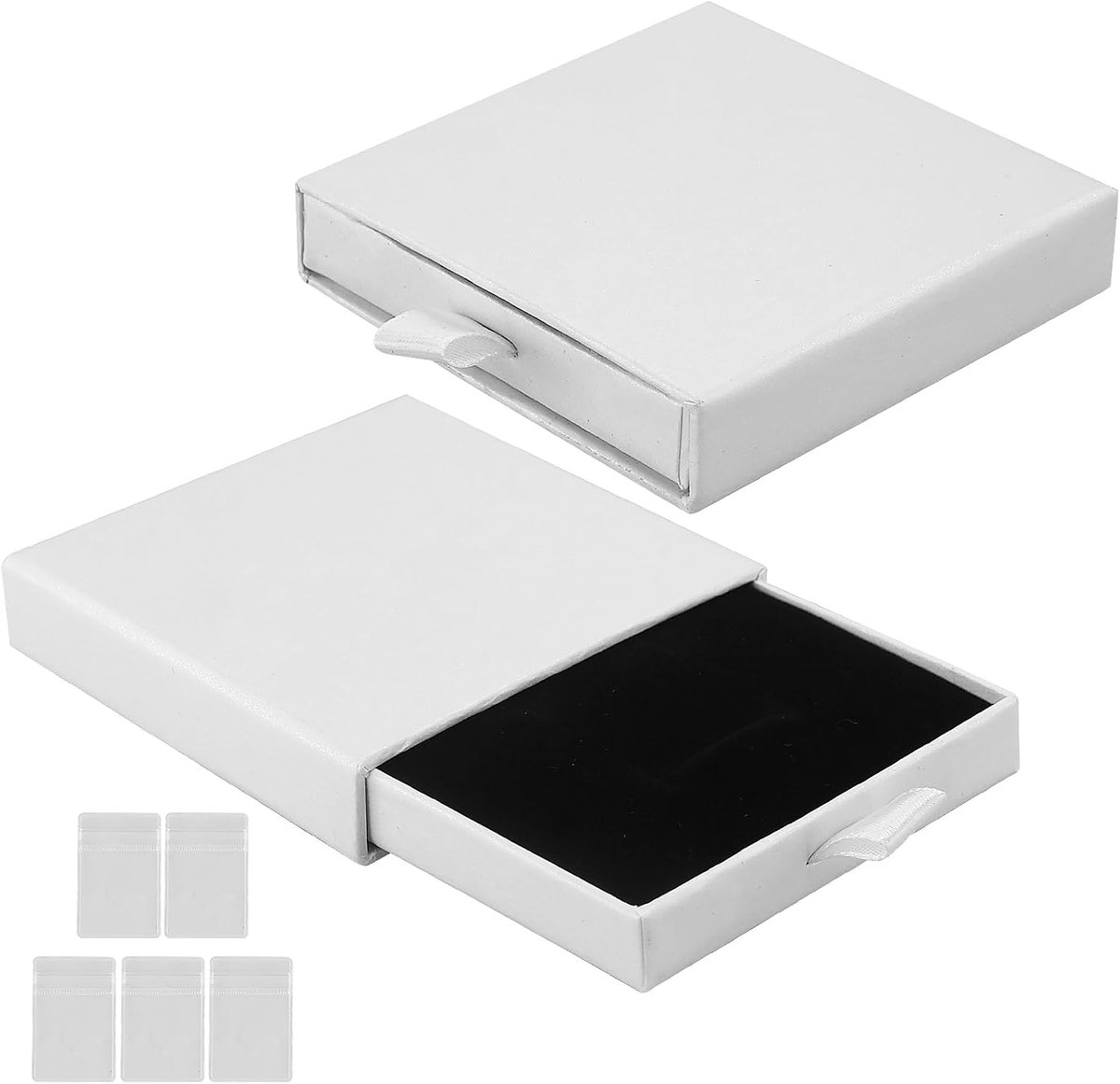 2 Pcs Pull-Out Square Storage Box with 5pcs Clear PVC Ziplock Bags, Small Jewelry Box, Jewellery Organizers for - ShopVlot