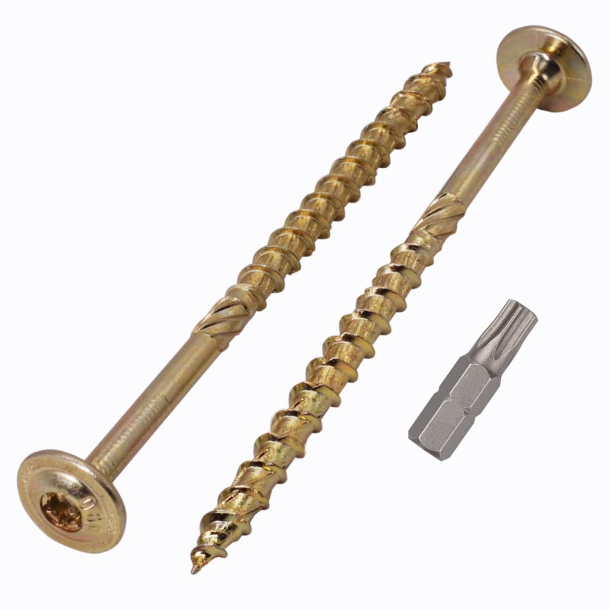 (Pack of 50pcs) Galvanized Steel 6 x 120mm Yellow Wooden Screws, Torx Head, Wafer Head, Wood Screws, Partially - ShopVlot