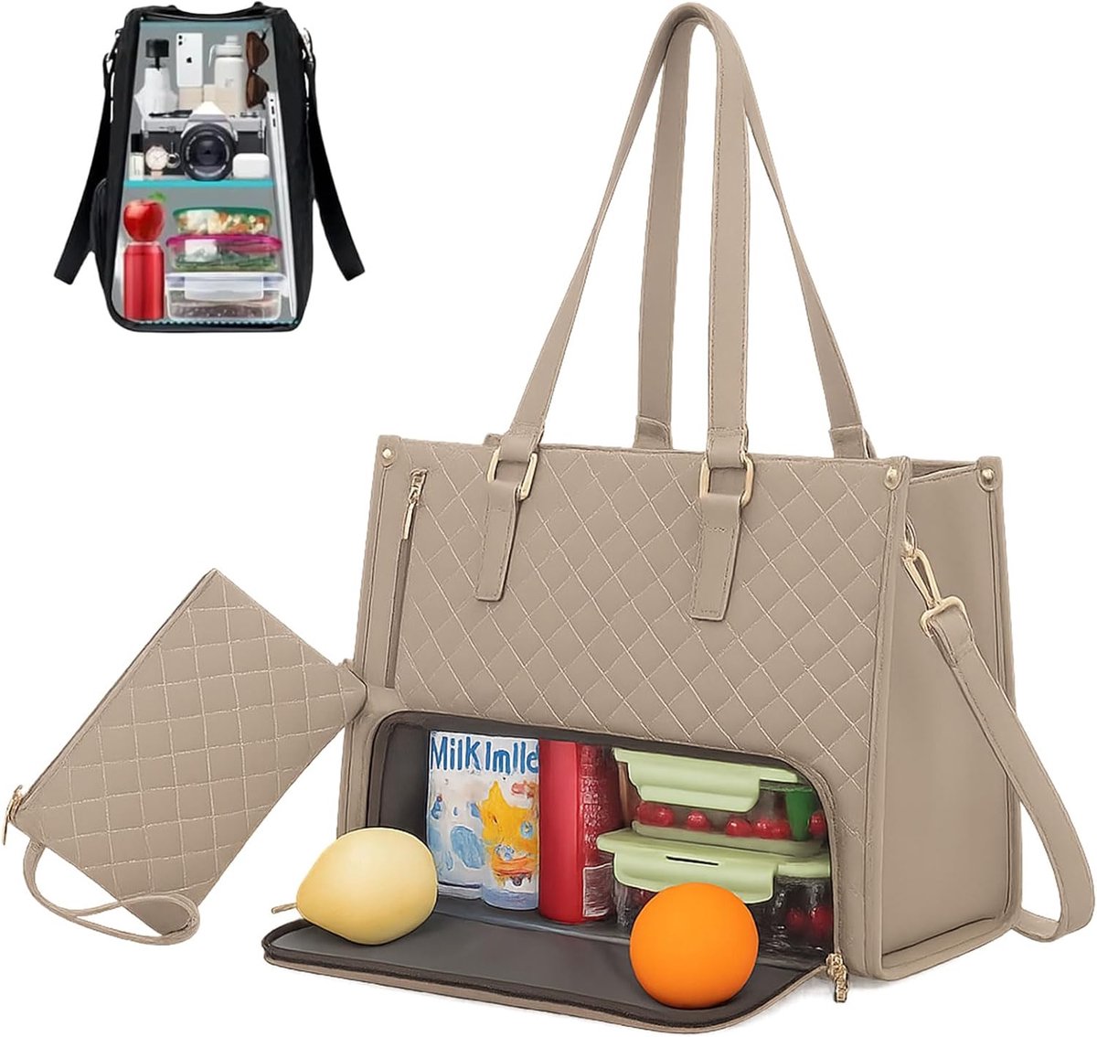 Women's Lunch Bag, 2-in-1, Laptop Bag 15.6 Inch and Insulated Lunch Bag, Elegant Office and Work Bag with Laptop - ShopVlot