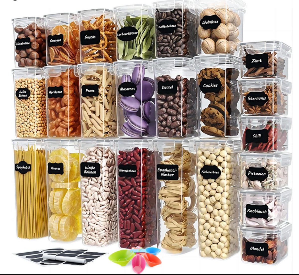 COVREO Opbergdoos set 30 x 16 x 11 cm transparant PP, luchtdicht, 24-delig