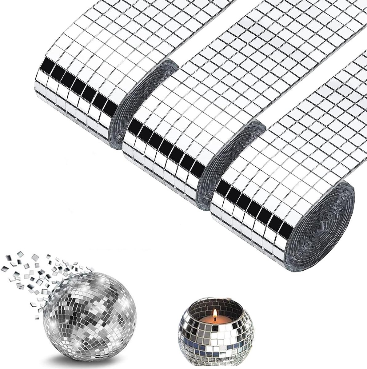 Zelfklevende mozaïektegels - 4800 stuks - 5 x 5 mm - zelfklevende mini-spiegeltegels - mozaïek - spiegeltegels - glas - voor doe-het-zelf handwerk - interieurdecoraties - kaarten maken en scrapbooking