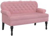 vidaXL - Bankje - met - rugleuning - 119,5x64,5x75 - cm - fluweel - roze