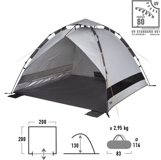 High Peak Calida 80 Umbrella System Beach Shell 200 x 200 cm donkergrijs van High Peak — afbeelding 4