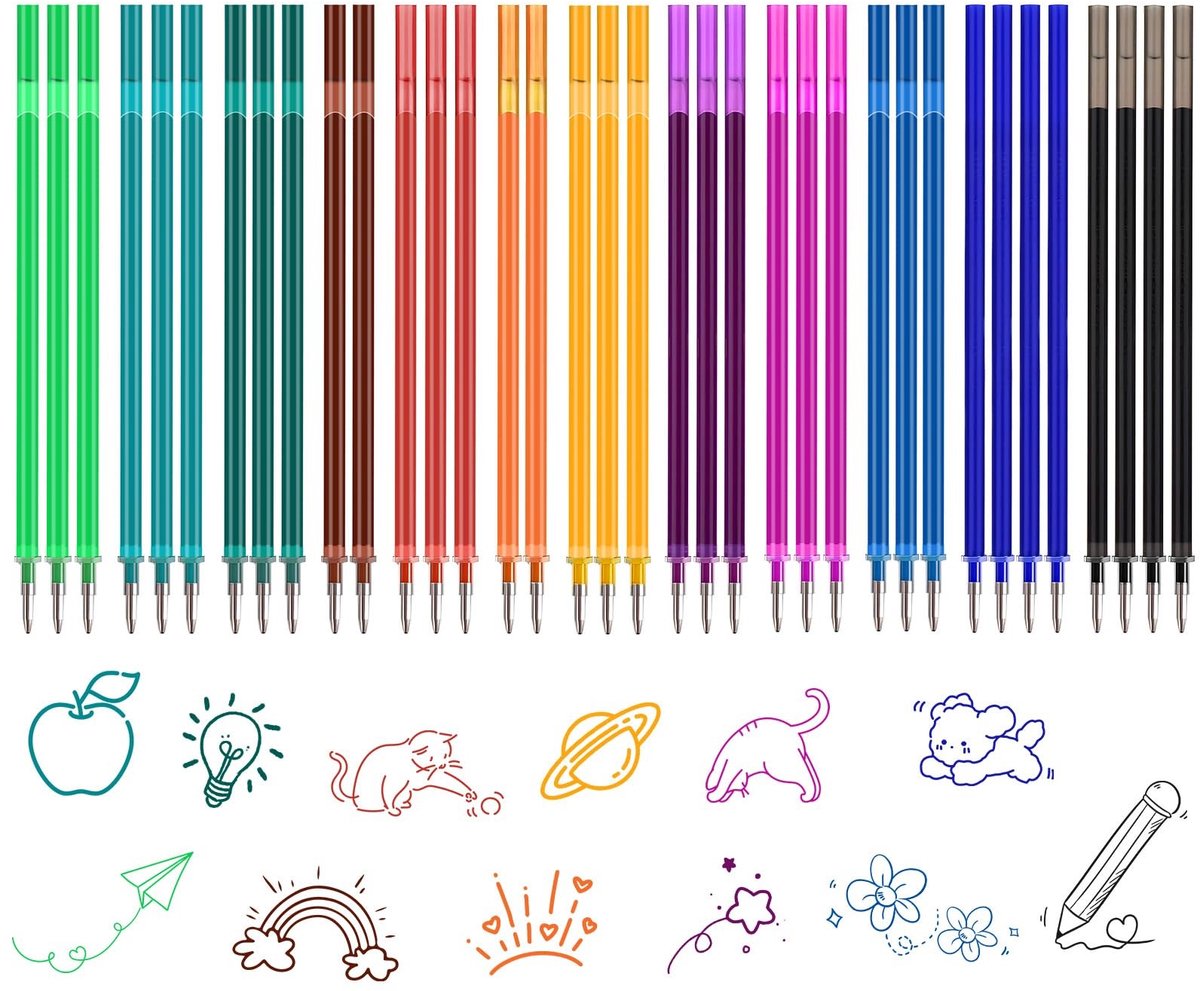 Solidchoice - 36 Stuks Uitwisbare Reservevullingen - 0,7 mm voor Gelpen