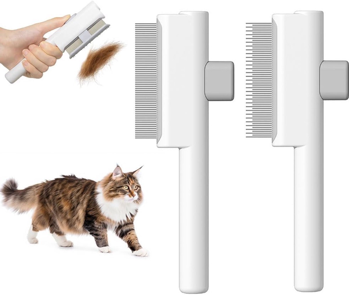 Casalora 2-delige Ruikam - Honden- & Kattenborstel Langhaar Kortharig - Kattenkam - Klittenkam Hond/Kat