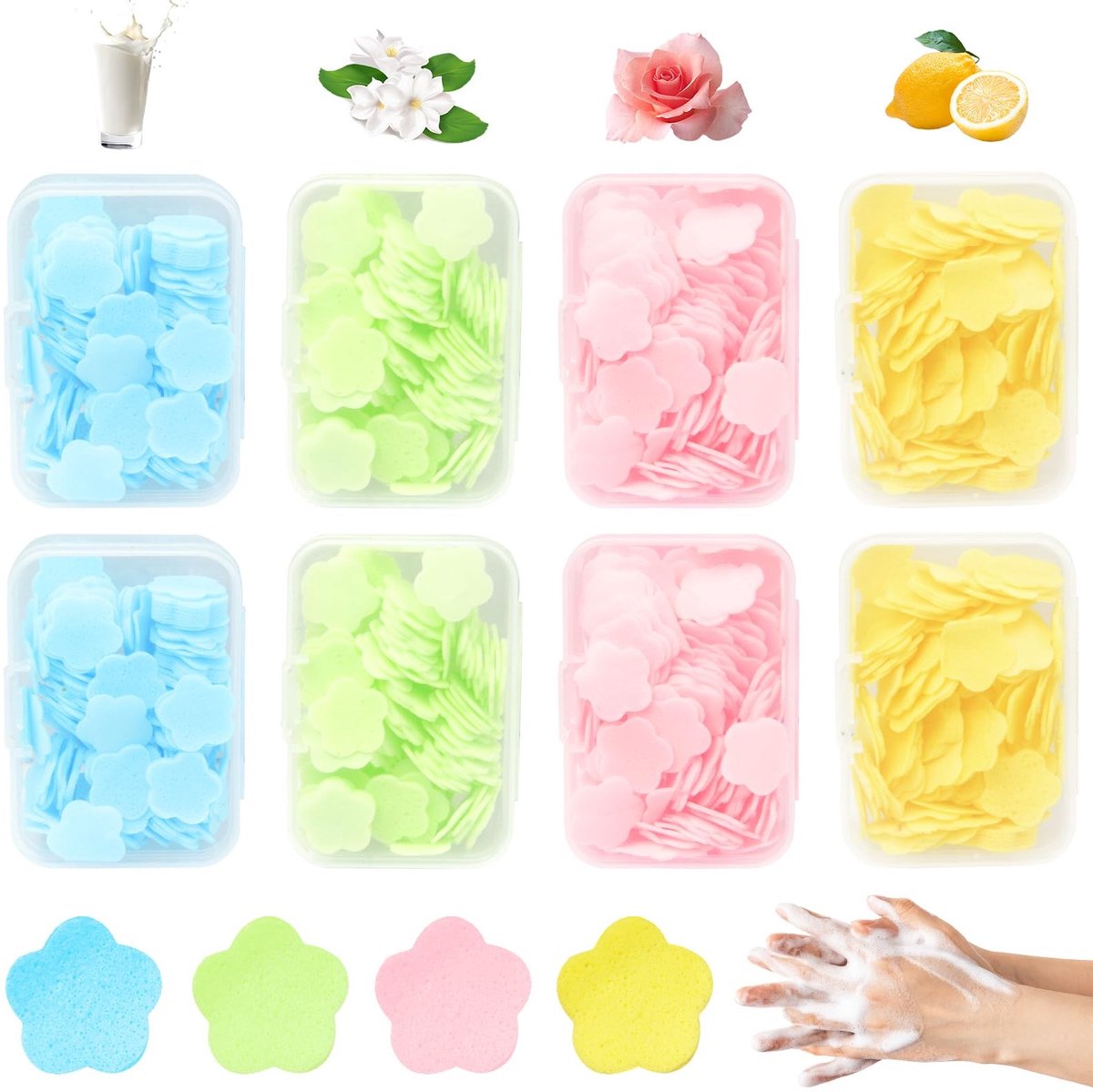 Solidchoice - 8 Doosjes Mini-Zeeppapier - Draagbare Papieren Zeep voor Thuis en Reizen