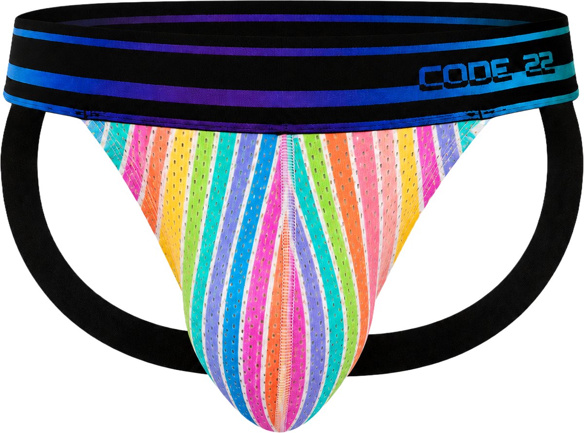 CODE 22 Pride Jockstrap Yellow - MAAT L - Heren Ondergoed - Jockstrap voor Man - Mannen Jock