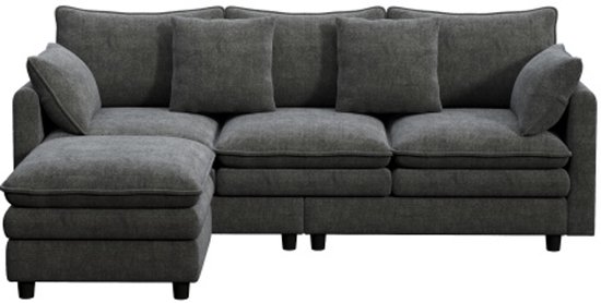 1 L-vormige hoekbank, 3-zitsbank met chaise longue, grijze chenille, modern woonkamersofa, flexibele opstelling-212x150x90 cm, voor appartement en kantoor 1 L-vormige hoekbank, 3-zitsbank met chaise longue, grijze chenille, modern woonkamersofa, flexibele opstelling-212x150x90 cm, voor appartement en kantoor