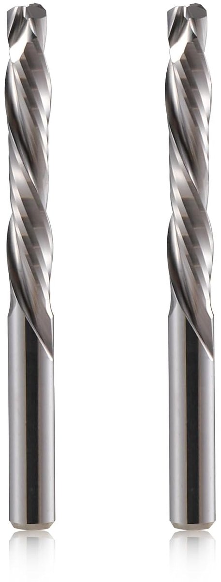 CNC-frees met 6 mm schacht - schachtfrees - 2 stuks - 2 fluiten - spiraalfrees - snijlengte 25 mm - CNC-boor - spiraalfrees - groeffrees voor