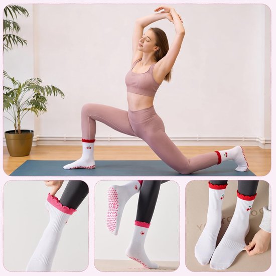4 paar antislip yogasokken voor dames, Pilates shaping sokken, antislip sokken voor dames, yogasokken, geschikt voor thuiswork-outs, dans en ballet. van Merkloos — afbeelding 4