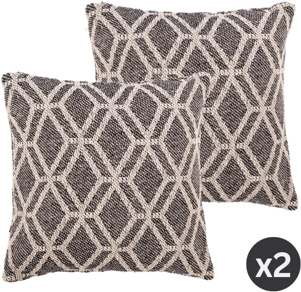 Tiseco Home Studio - Cushion (filled) ALPANA - SET/2-100% cotton - Square - 45x45cm - Black - ShopVlot