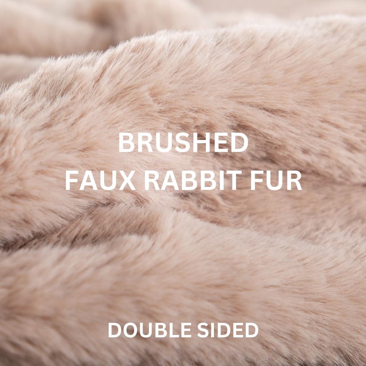 Tiseco - Blanket plaid RUBY - soft imitation rabbit fur - 150x200 cm, beige - ShopVlot