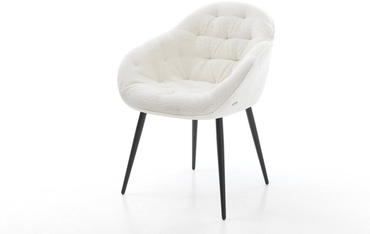 Gestoffeerde-stoel Gaio-Flex 4-poot conisch zwart bouclé zacht beige
