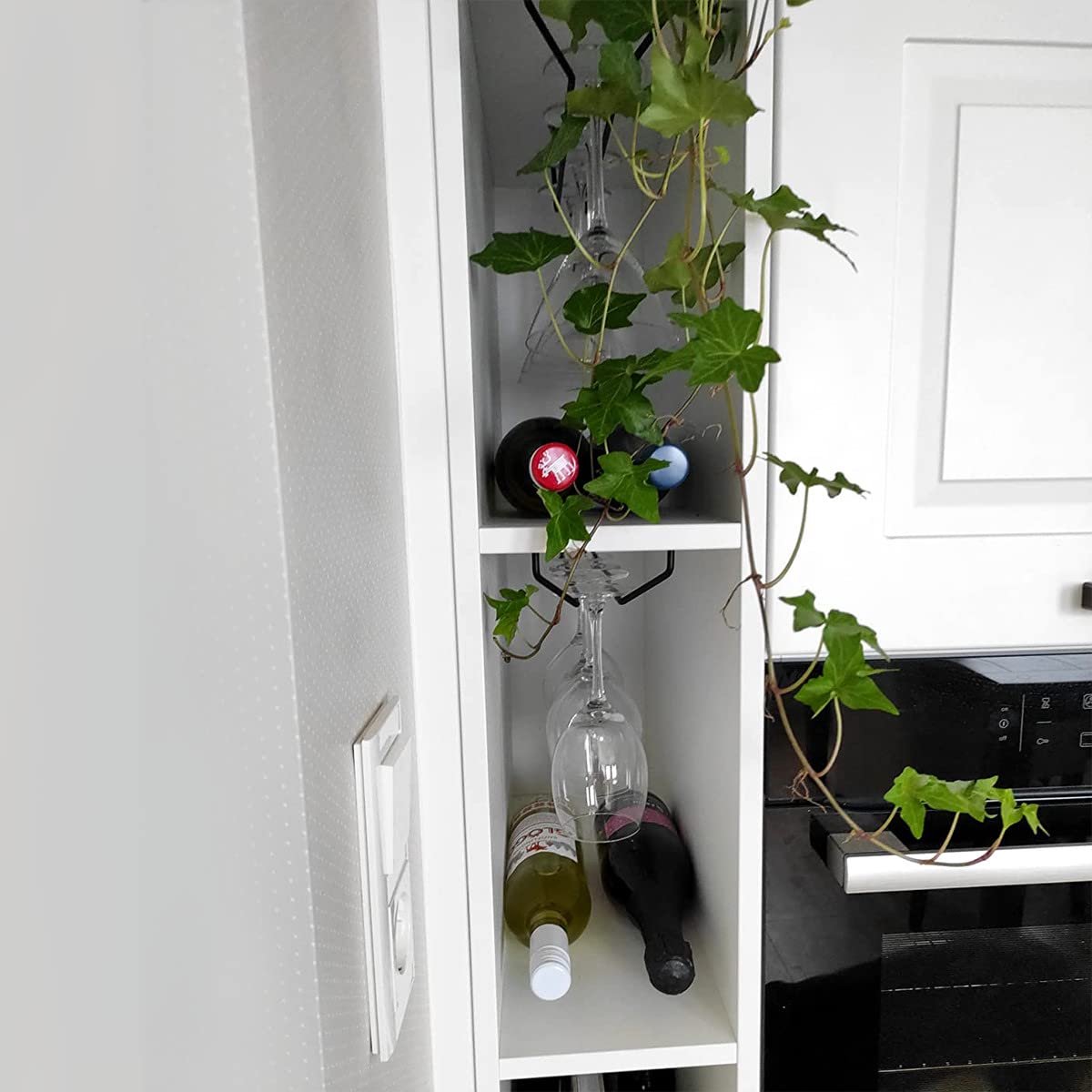 Zoohot Zwarte Wijn Glazen Rek, Onder Kast Metalen Wijnglas Houder, Draad Ophanging 2 Pack - ShopVlot