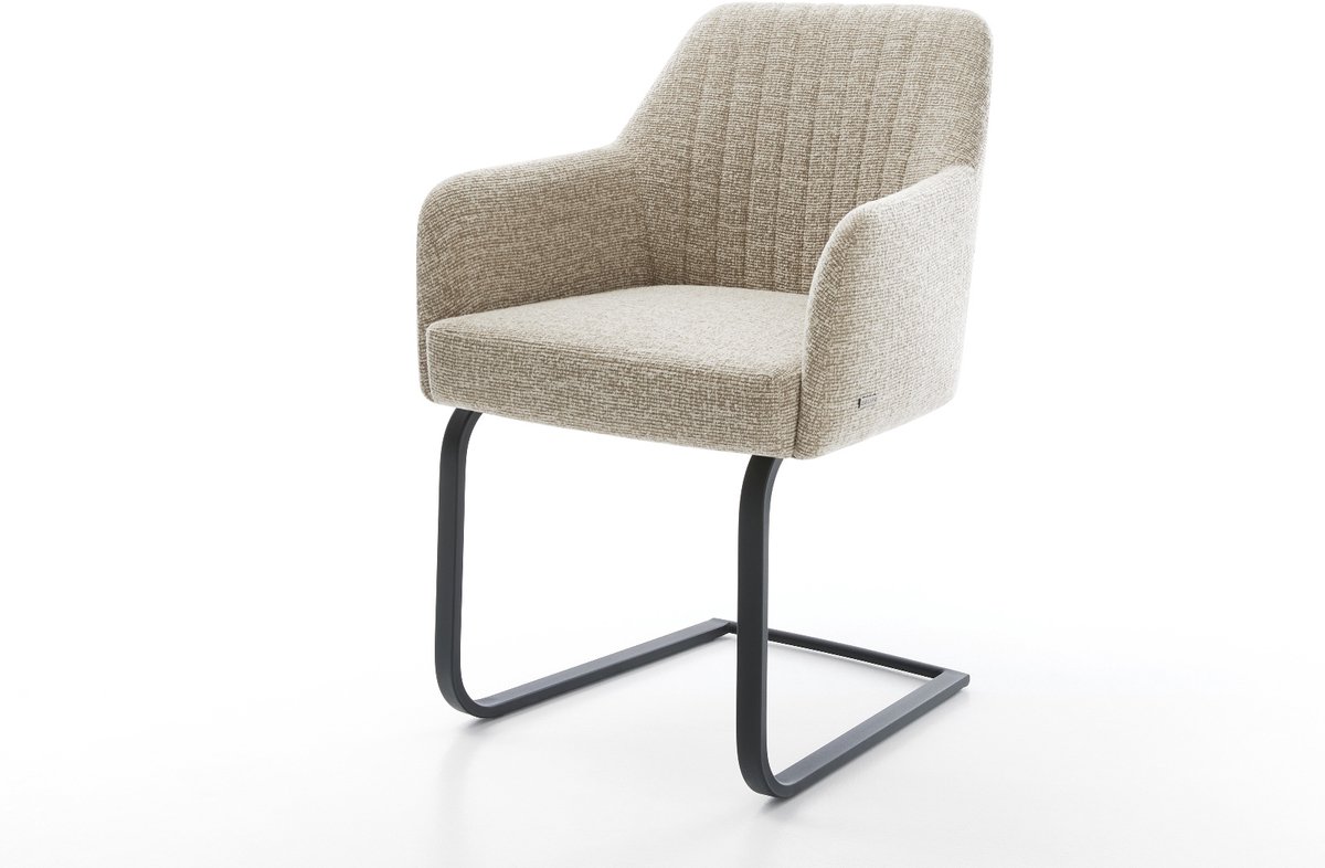 Sledestoel Greg-Flex sledemodel vlak zwart geweven stof beige pocketveer kern