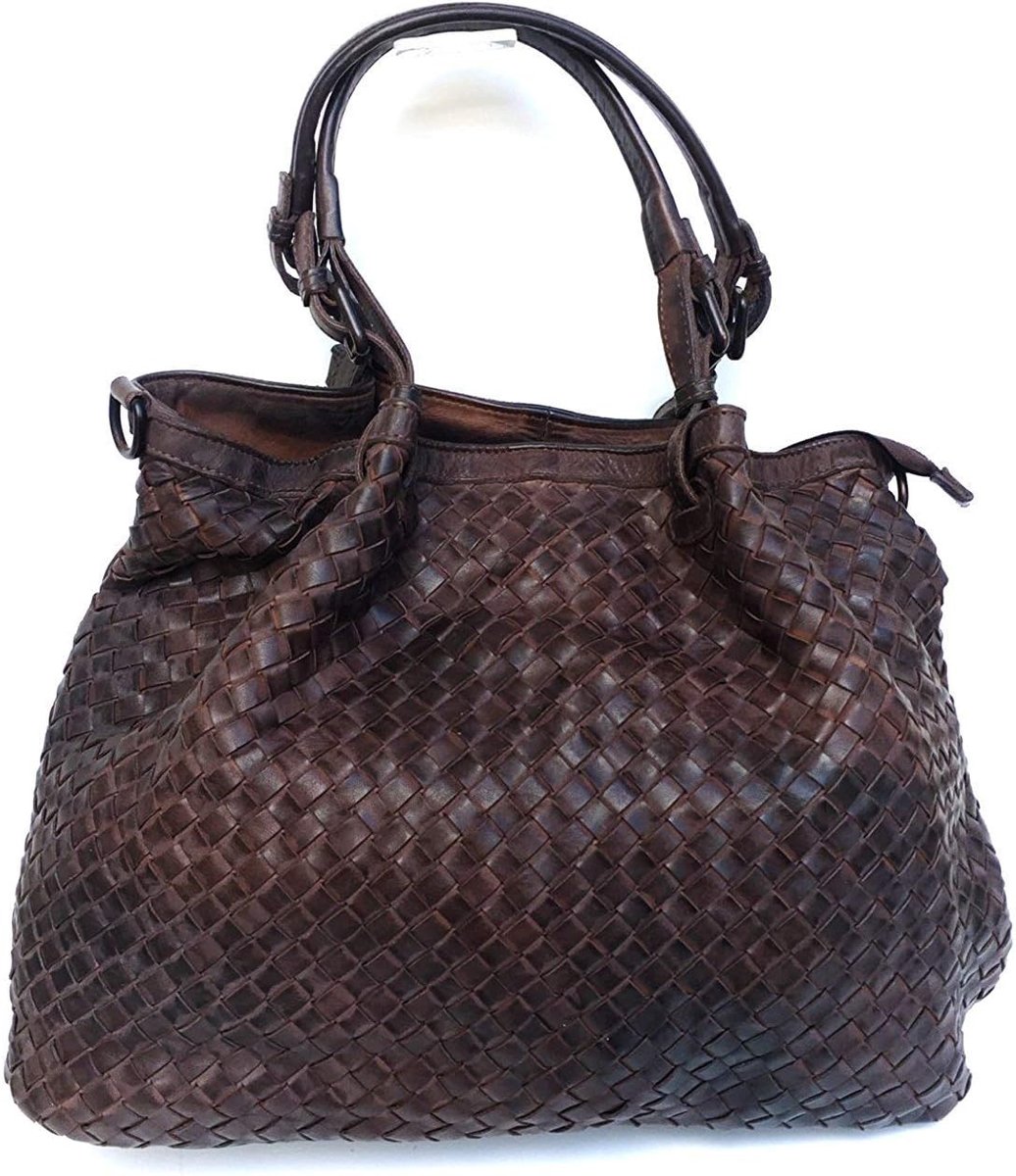Women's Vintage Style Braided Leather Handbag, Brown - ShopVlot