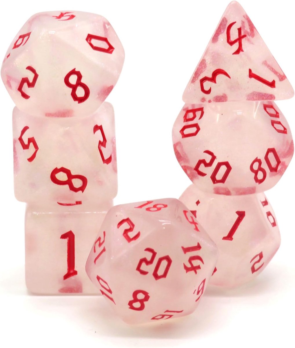 Mystic Red Polyset Dice - Dungeons and Dragons - Polyhedral & RPG Dice - D&D Dice - ShopVlot