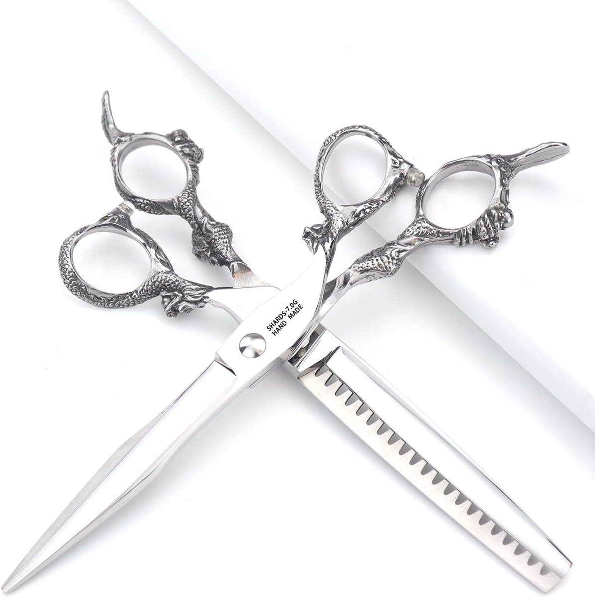 6/7/7.5/8/9 Inch Professional Hairdressing Scissors Cut Scissors Dragon Head Handle (Large) (7 Inch 2 Pcs B) - ShopVlot